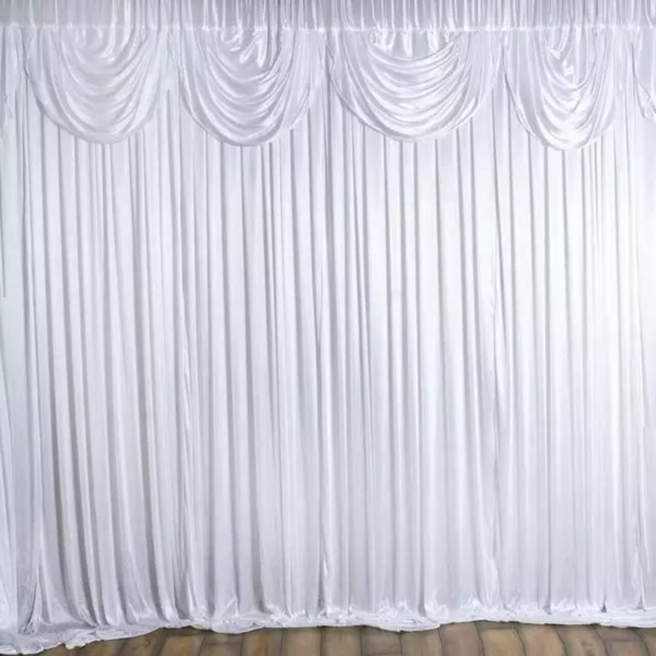20 ft x 10 ft WHITE Satin Valance BACKDROP Wedding Party Photo Booth Decorations
